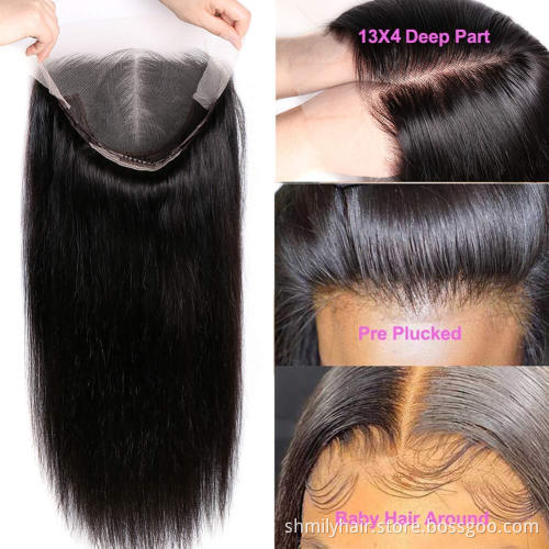 Cheap Lace Human Hair Wigs Brazilian Straight 150% 13x4 Lace Wig Pre Plucked Remy Middle Part Human Hair Lace Part Wig 30 Inch